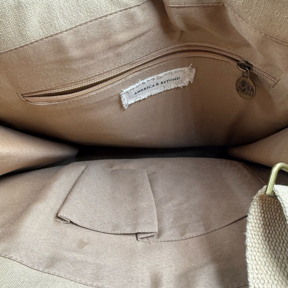 America & Beyond Leopard Print Jute Tote Bag NWT Animal Print Large - Picture 5 of 6